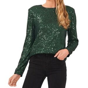 CeCe Sequin Long Sleeve Top